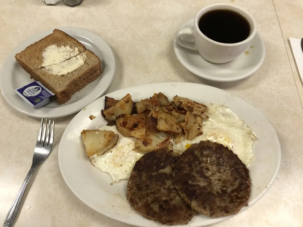 Sausage Eggs Potatoes and Toast